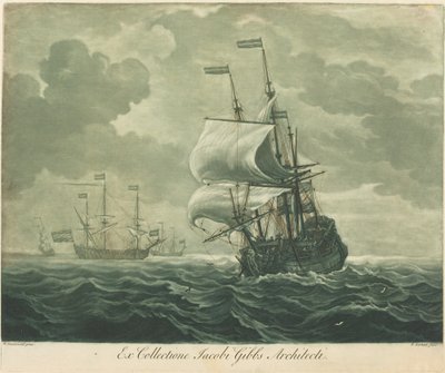 Scena di navigazione dalla collezione di Jacob Gibbs da Elisha Kirkall after Willem van de Velde the Elder