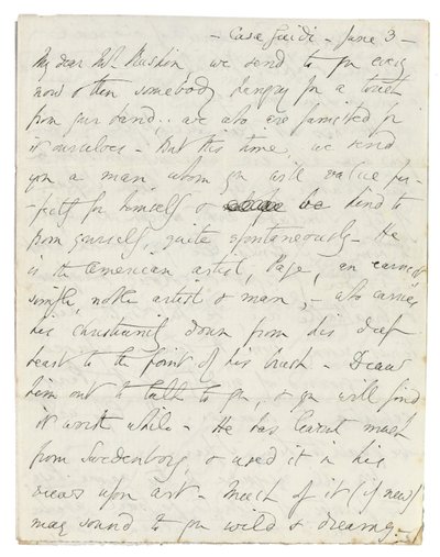 Lettera autografa a John Ruskin, Casa Giudi, Firenze, 3 giugno 1859 da Elizabeth Browning