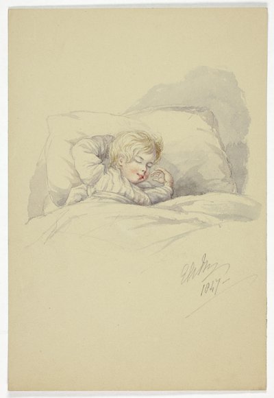 Bambino addormentato (recto), e pescatori sul molo (verso) da Elizabeth Murray