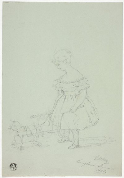 Ragazza con cavallo giocattolo a Langham House da Elizabeth Murray