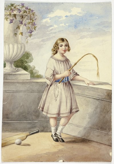 Giovane ragazza con raccolto e mazza da cricket da Elizabeth Murray