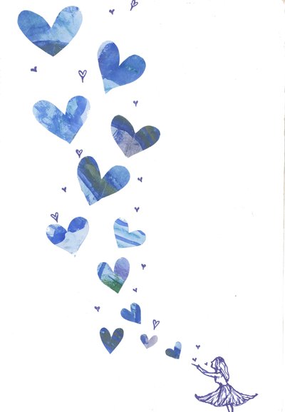 Soffiare un bacio, 2013 (acquerello e collage) da Elizabeth Rider