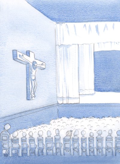 Da bambino non cattolico in una scuola cattolica, guardavo la figura sulla Croce, chiedendomi chi fosse e perché fosse lì, 2000 da Elizabeth Wang