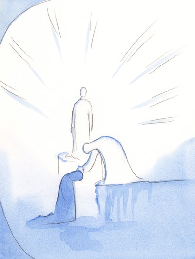 Come se si piegasse da un plinto, Nostra Signora si è avvicinata e mi ha accarezzato la testa. Si delizia in coloro che parlano gioiosamente di lei agli altri, 2002 da Elizabeth Wang