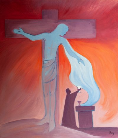 Alla Messa, Cristo dona il suo Sacro Corpo e Sangue come nostro cibo e bevanda spirituale da Elizabeth Wang