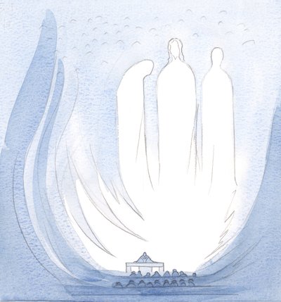 Alla Messa la mia anima è stata sollevata nella gioia della Santissima Trinità; ero vicino alla Santa Madre di Cristo, vicino al velo che nasconde il Cielo dalla terra da Elizabeth Wang