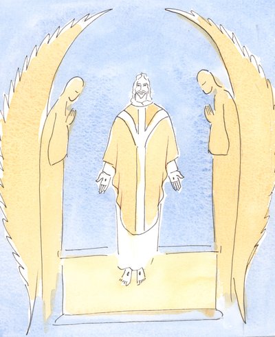 Ad ogni Messa, Gesù Cristo è reso presente davanti a noi, il nostro grande Sommo Sacerdote che intercede per noi con il Padre suo in Cielo da Elizabeth Wang
