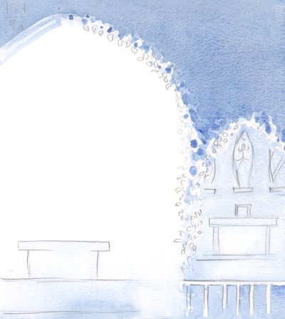 Prima che iniziasse la Santa Messa, ho visto la chiesa decorata invisibilmente con ghirlande per la festa della nostra Beata Signora da Elizabeth Wang