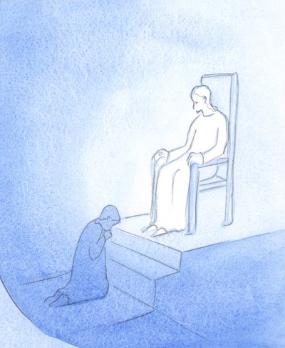 Cristo apparve come un Re, e mi permise di sedermi ai Suoi piedi come penitente da Elizabeth Wang