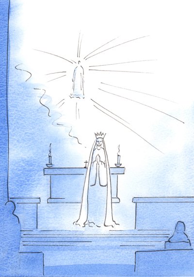 Cristo apparve, in alto nel santuario, e inviò sua Madre, per darmi una Buona Novella. 