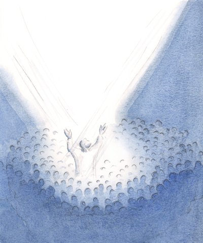 Cristo è presente qui con noi alla Messa, veramente umano, dal nostro mezzo offrendo il Suo sublime Sacrificio per conto dei Suoi fratelli e sorelle da Elizabeth Wang