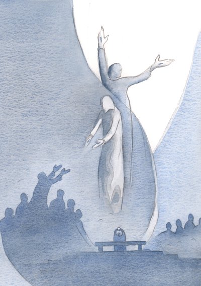 Cristo è veramente uno con noi, per la Sua carne e il Suo sangue, e anche uno con il Padre (al quale ci attira) a causa della Sua divinità da Elizabeth Wang