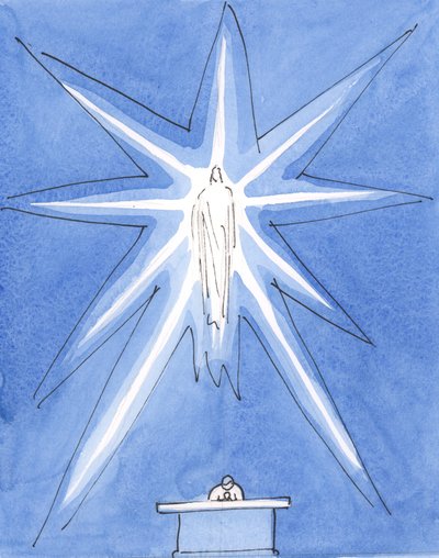 Cristo nostro Dio è veramente presente con noi, nella Sua gloria, alla Consacrazione, infiammato di santità da Elizabeth Wang