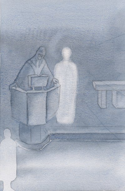 Cristo stava accanto al sacerdote che leggeva il Santo Vangelo a tutti noi, che era la parola stessa di Cristo da Elizabeth Wang
