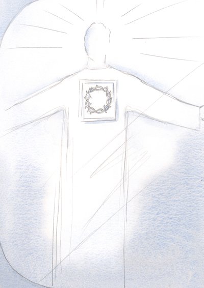 Cristo il Sommo Sacerdote appare in maestà, con la Sua veste che porta l