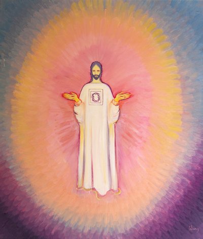Cristo Sommo Sacerdote appare in maestà, con la sua veste che porta l