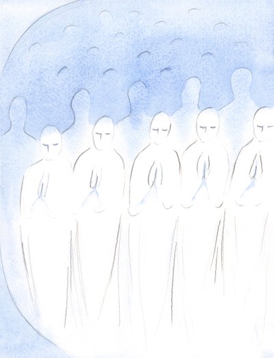 Le anime defunte che sono state fedeli ma che ora subiscono la purificazione, sono comunque in pace, soffrendo con gioia, per essere degne di Dio da Elizabeth Wang