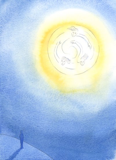 Ogni persona sulla terra, segnata dal peccato originale, è invitata a condividere la vita delle Tre Persone Divine, Un Dio, che vivono in gioia e radiosità infinite, 2003 da Elizabeth Wang
