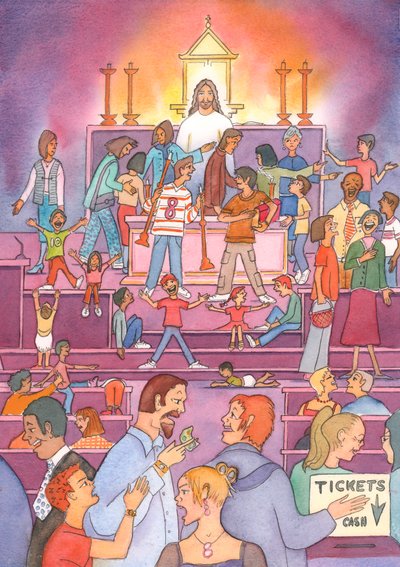 Dal tabernacolo, Cristo guarda con tristezza, mentre vede la Sua santa 