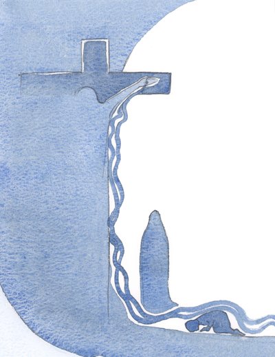 Mi mostrò la Croce, eretta, Sua Madre sotto di essa, e il Suo Sangue in un vasto flusso, che scorreva su di me, 2000 da Elizabeth Wang