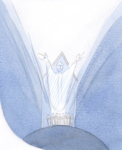 Qui, durante la Messa, Cristo è realmente presente con noi, sulla Terra, pregando il Padre, con noi raccolti intorno a Lui da Elizabeth Wang