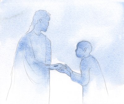 Tenendo la Sua mano, fianco a fianco con Lui, devo pregare per i vivi e per i defunti, tenendo la Sua mano ferita da Elizabeth Wang