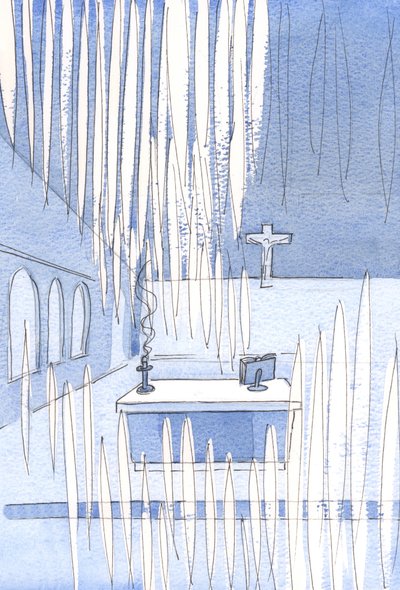 Quanti Angeli! Un gran numero era radunato nella Chiesa per celebrare la Festa della Nostra Signora, nonostante i pochi fedeli, 2001 da Elizabeth Wang