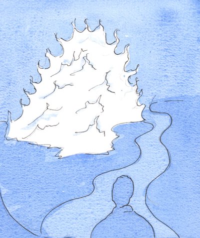 Mi è stata mostrata una rappresentazione della Divinità: una montagna di fuoco, la cui cima si muoveva verso di me, 2003 da Elizabeth Wang