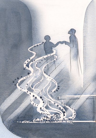 Nella Santa Comunione i nostri piccoli peccati cadono come cenere mentre Cristo ci solleva per condividere la Sua gioia, 2000 da Elizabeth Wang