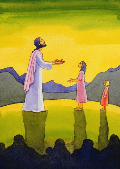 Gesù Cristo compie il miracolo dei pani e dei pesci, 2004 da Elizabeth Wang