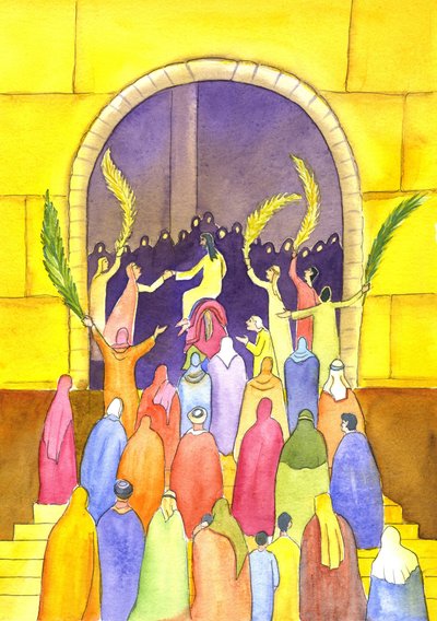 Gesù entra in Gerusalemme in processione (Domenica delle Palme), 2001 da Elizabeth Wang