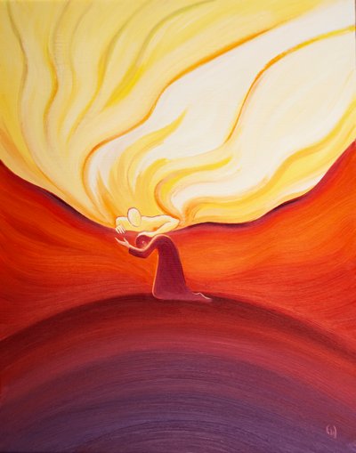 Le nostre preghiere più piccole sono accolte, ascoltate e ricompensate da Dio, che è come un padre che accarezza il suo amato figlio, 2001 da Elizabeth Wang