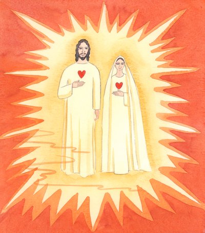 I Due Sacri Cuori: Mi sono stati mostrati il Cristo senza peccato e Sua Madre Immacolata, nella Luce Radiante del Cielo da Elizabeth Wang