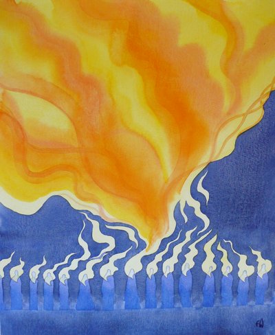 La discesa dello Spirito Santo sugli apostoli e Maria a Pentecoste da Elizabeth Wang