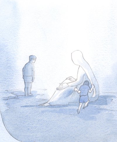 Per illustrare il nostro rapporto con Maria, ho visto un bambino piccolo tirare rumorosamente, ma ricevere conforto; l