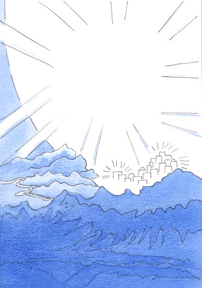 Vivere sulla terra in unione beata con Dio è vivere come se si fosse al bordo della Città Celeste, sulla cima della montagna, molto al di sopra del sentiero oscuro sottostante da Elizabeth Wang
