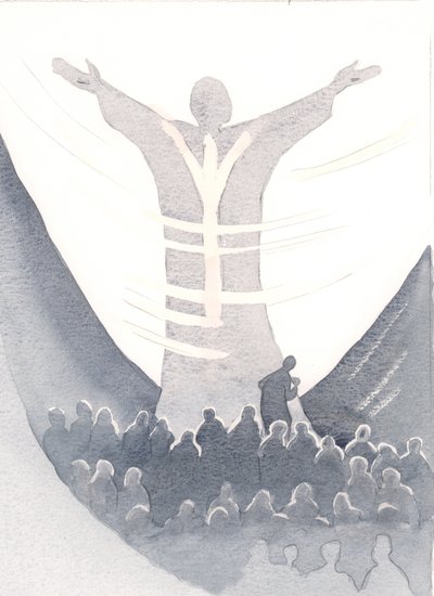 Possiamo unire tutte le nostre intenzioni alla potente preghiera di Cristo alla Messa, nascondendoci dietro il Suo manto, confidando nei Suoi meriti. da Elizabeth Wang