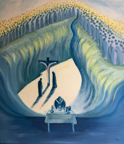 Dovremmo guardare con stupore e riverenza mentre siamo uniti al Sacrificio del Calvario alla Messa. da Elizabeth Wang