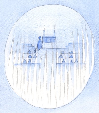 Quando le persone fedeli pregano il Santo Rosario, gli Angeli Santi li circondano e vegliano in silenzio riverente, 2002 da Elizabeth Wang