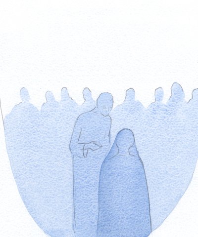 Quando il bambino Gesù fu trovato nel Tempio, si sporse in avanti, spiegando tranquillamente a Sua Santa Madre (con infinita gentilezza) che il Suo lavoro era già iniziato, 2001 da Elizabeth Wang