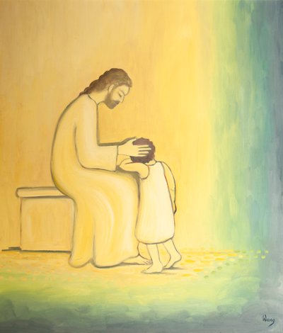 Quando ci pentiamo dei nostri peccati Gesù Cristo ci guarda con tenerezza proprio come quando una madre abbraccia il suo bambino, 2001 da Elizabeth Wang
