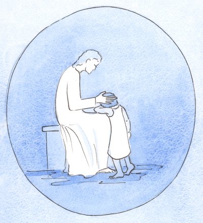 Quando ci pentiamo dei nostri peccati, Gesù Cristo ci guarda con tenerezza proprio come quando una madre abbraccia il suo bambino da Elizabeth Wang