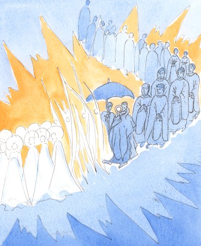 Ogni volta che onoriamo la Presenza di Gesù nel Santissimo Sacramento, gli angeli e i santi si uniscono a noi nel nostro culto da Elizabeth Wang