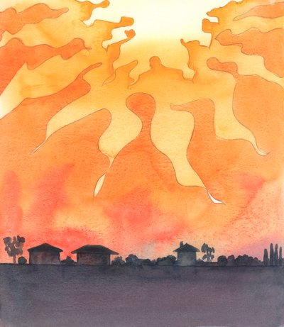 Nel cuore del Padre, in cielo, arde una luce ardente, 2005 (acquerello su carta) da Elizabeth Wang
