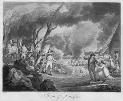 Battaglia di Lexington (incisione) da Elkanah (after) Tisdale