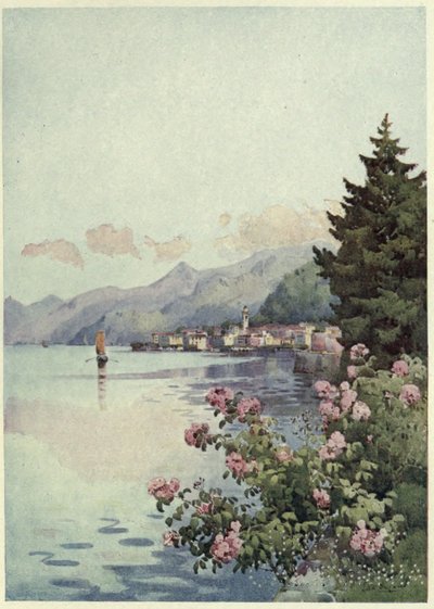 Bellagio dalla Villa Melzi, Lago di Como, Illustrazione da 