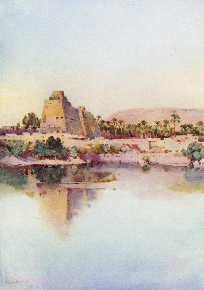 Il pilone di Hatshepsut a Karnak, dal lago sacro da Ella Du Cane