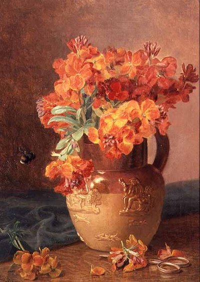 Natura morta con violaciocche in una brocca di terracotta da Eloise Harriet Stannard