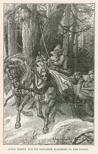 Il giudice Temple e sua figlia Elizabeth nella slitta (incisione) da Elviro Michael Andriolli