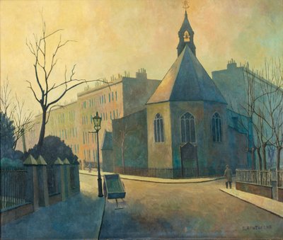 Scena di strada, Chiesa di San Giovanni Battista, Londra Nord da Elwin Hawthorne